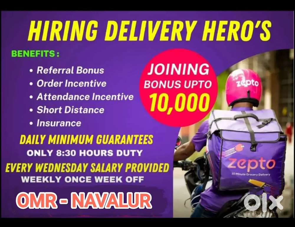 ZEPTO OMR - NAVALUR GROCERIES BELOW 10KG/PACKAGE DELIVERY WITHIN 3.5KM