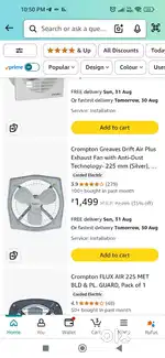 Crompton exhaust fan 9inch metal n ceiling fan