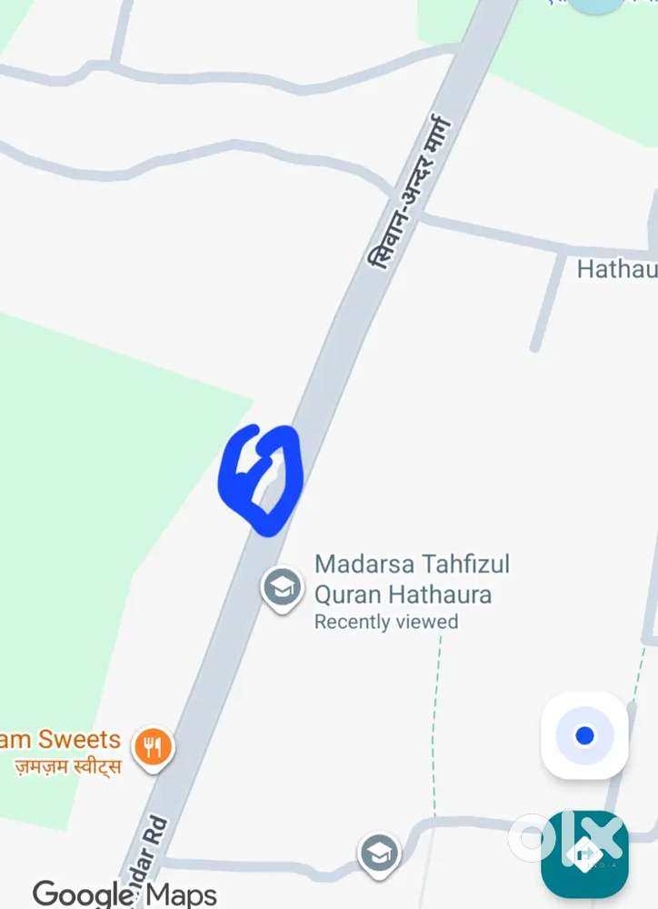 Onroad plot near Hathaura Village Ander road , 2kms from tedhi ghat.