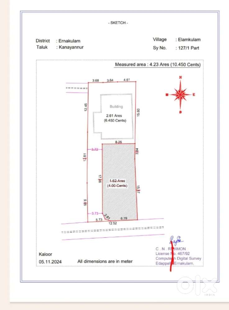 10.45 cents of land for sale in Azad Road, Kaloor