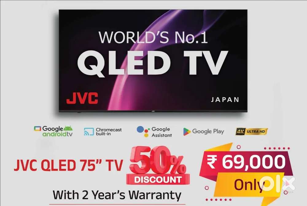 JVC Videocon QLED TV 75inch in 50% Discount