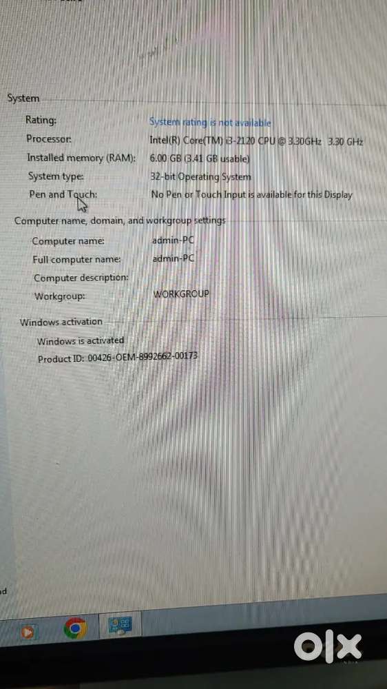 CPU Intel  i3 2nd gen  500gb hdd 6gb ram