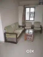 Sagwan sofa 3+1+1, Two sagwan central table, One queen size bed