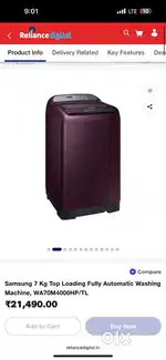 Samsung 7+1 kg fully automatic top load machine