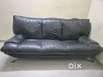 Black Leather 3-Seater Sofa for Sale