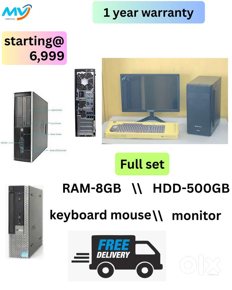 Cash on home delivery  Desktop Laptop CPU Full Set i3-i5-i7 Available