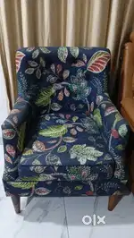 Set of 2 Wooden Lounge Chairs - Dusky Leaf Green with Walnut Finish