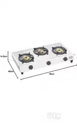 Prestige 3-Burner Gas Stove, Single Body Stainless Steel, Rust Free