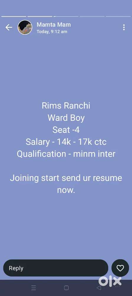 Rims hospital second party payroll ward boy