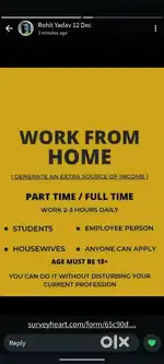 Work from home based opportunities.
