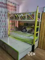Kids bunk bed strong wooden with storage