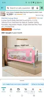 Luvlap Comfy Baby Bed Rail (6ft x 2.3 ft), 180cmx72cm, Printed Pink