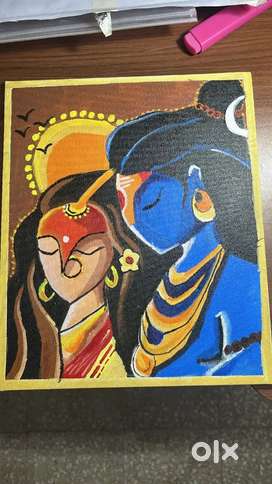 Shiv & Parvati Acrylic Painting |  by 13yr Old