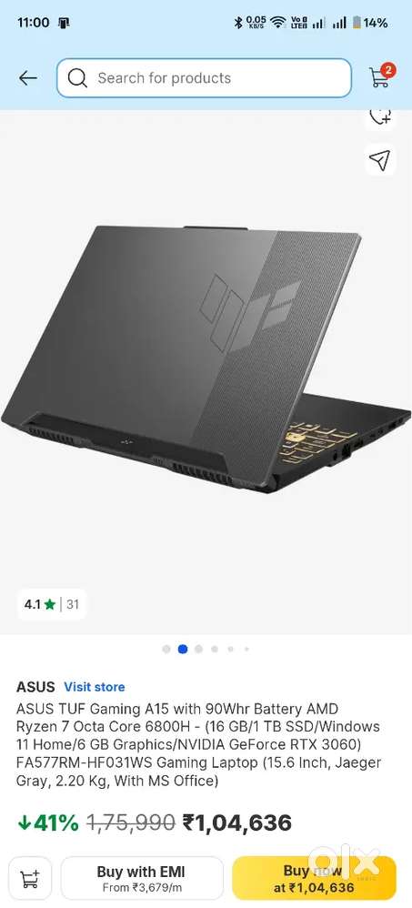 Asus Tuf A15 Laptop in Excellent condition