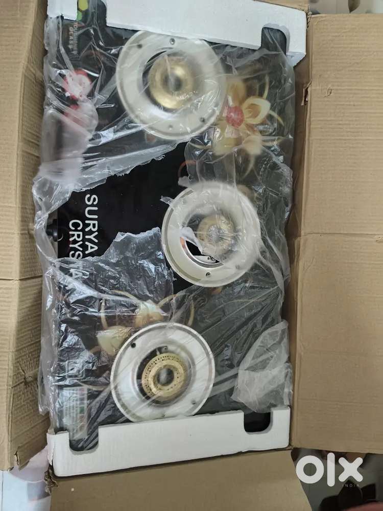 3 Burner Automatic Ignition Glass Top Gas Stove.