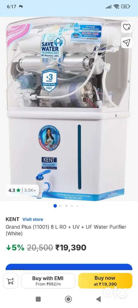 Kent mineral RO NSF price 12000 and pure it advance max miner RS 12000