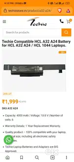 Hcl laptop Battery and Ram