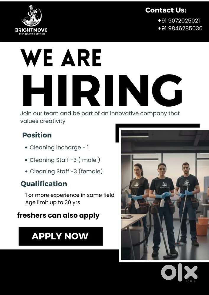 We are looking for a deep cleaning staff