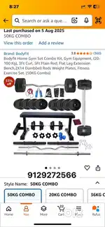 Gym set 50 kg 2 months old with bench