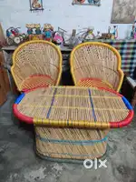 Bamboo mudha chair with table set/ Wall Hangings/ Mudha stool/ Planter