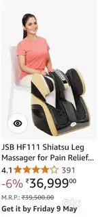 JSB HF111 Shiatsu Leg Massager for Pain Relief in Calf, Foot, Knee, Th