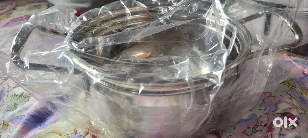 Steel 3 kadai with lid