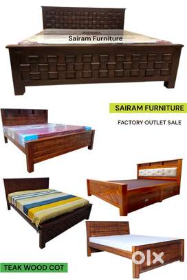 Sairam Furniture brand new teak wood cot factory outlet price