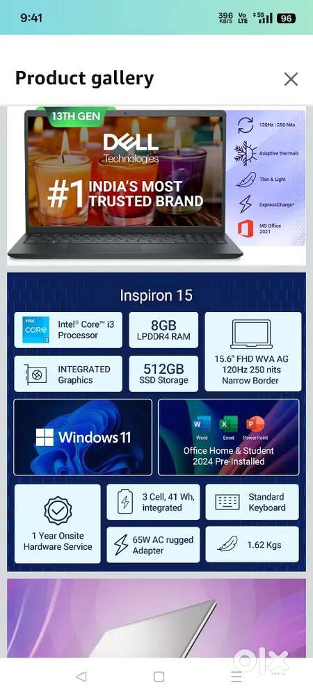 Dell 15, Intel Core i3 13th Gen  7 months old but minimal used