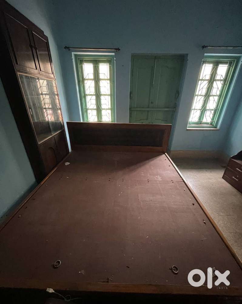 Almost New! Solid Wood Bed with Headboard & Built-In Storage