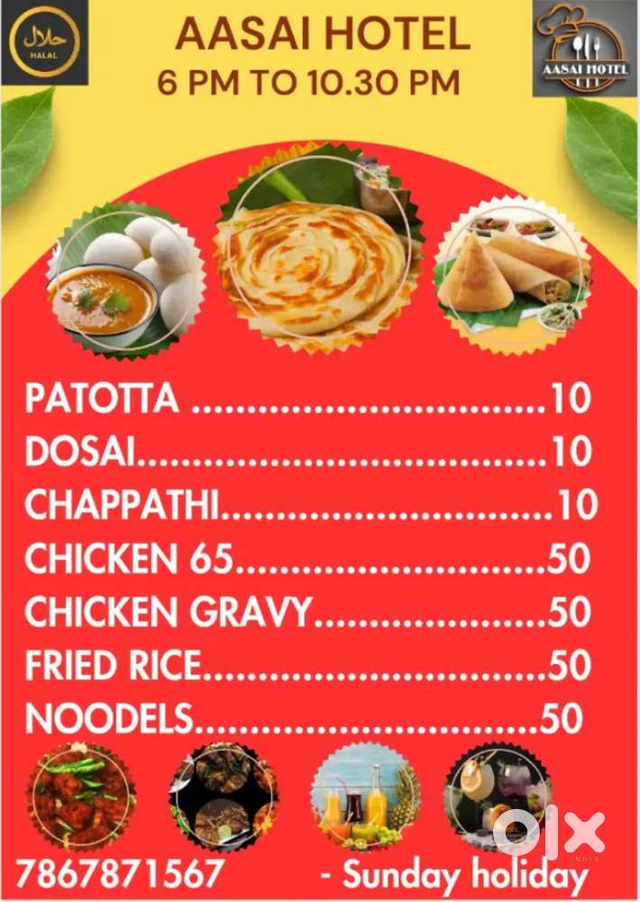 Parotta master and kitchen helper needed