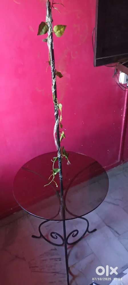 IRON AND GLASS SIDE TABLE
