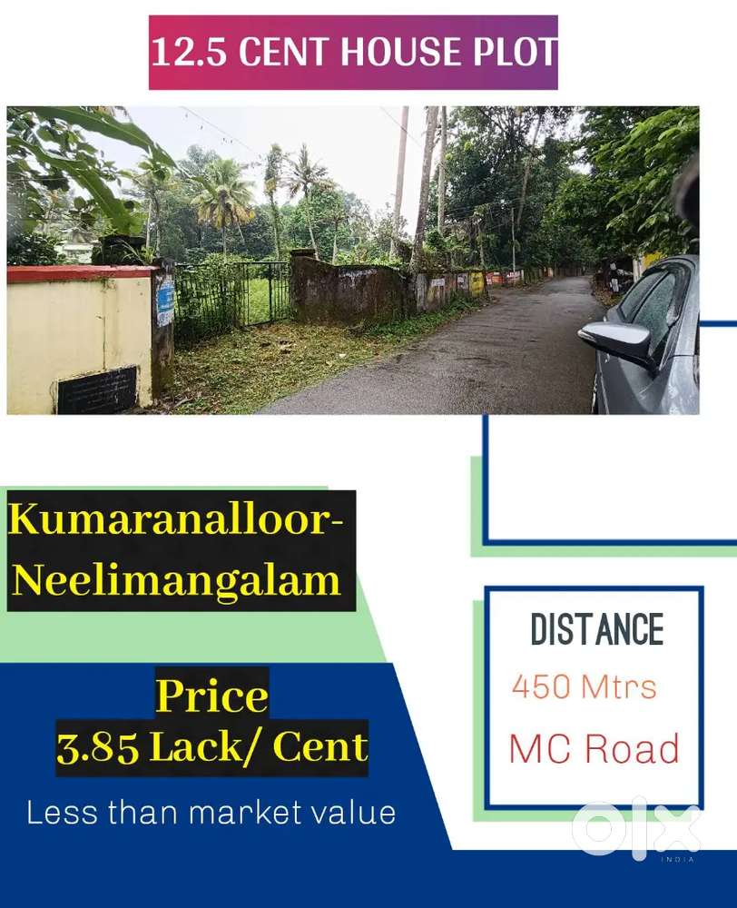 12.5 CENTS HOUSE PLOT FOR SALE NEAR NEELIMANGALAM - KOTTAYAM