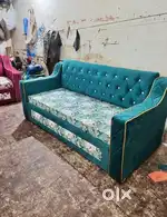 Latest collection sofa cum bed with golden piping work