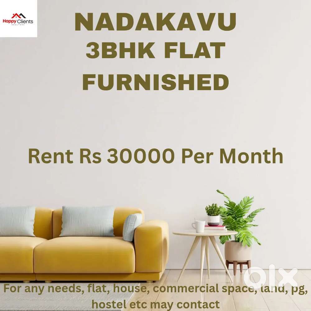 Nadakkavu 3bhk furnished flat for rent