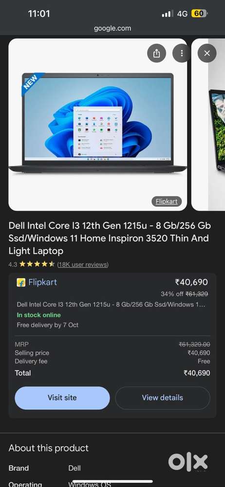 Dell laptop for sale 1month warranty remains