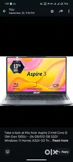 Acer Aspire 3 Intel Core i3 just 1 months laptpop