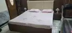 double  box bed with side tables, 2 yrs old,