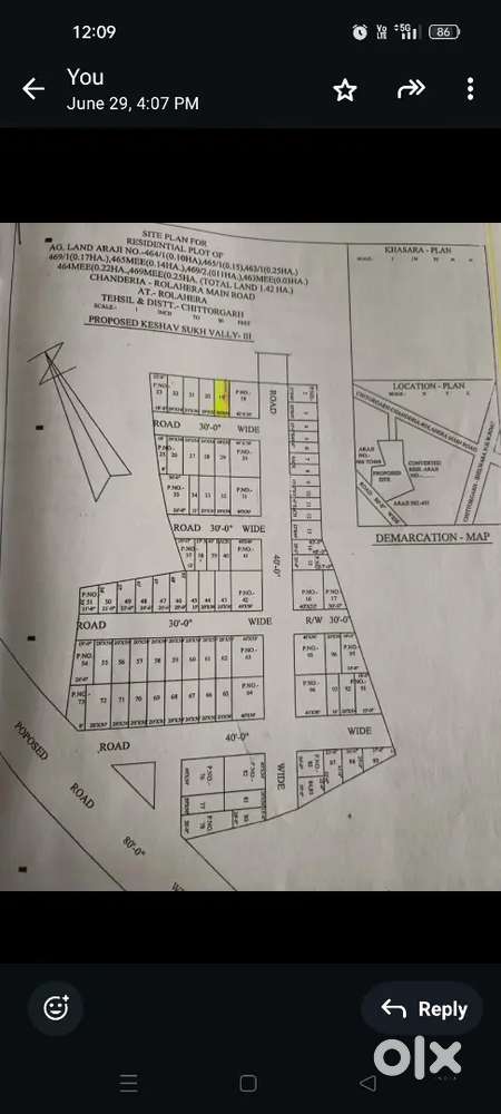 Plot sell uit convert near chanderiya rola heda Main road