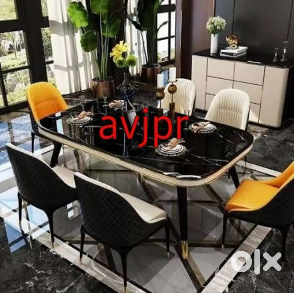 New 6 seater dining table chair with Marble top table just rs 34999