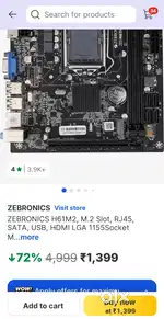 New seal pack - Zebronics H61M2 motherboard, Cabinet SMPS Fan
