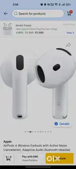 Apple Airpods 4 Active noise cancellation 1 day old with box and bill