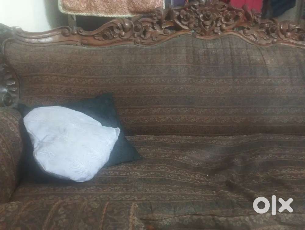 Teek wood curved sofa