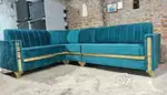 L shape sofa golden strips