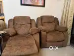 Brown recliners sofa - 2 pieces manual 180 degree recline