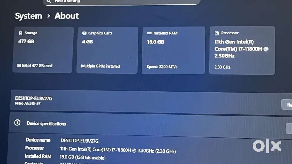 Acer Nitro 5 i7 3050Ti