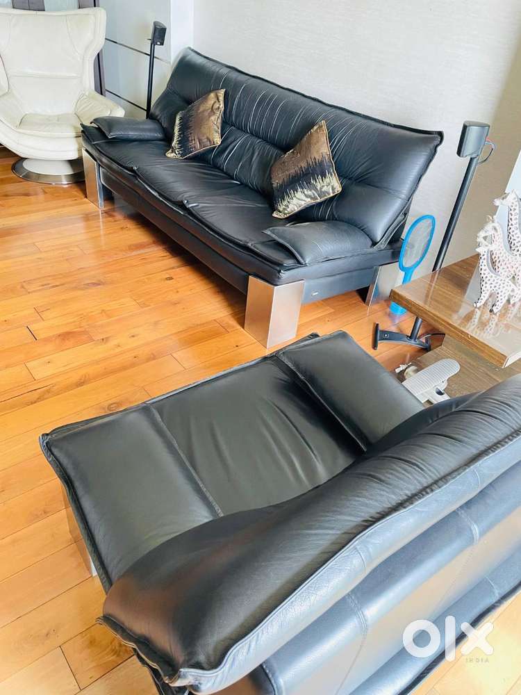 3+1 Seater Black Stanley pure Leather Sofa