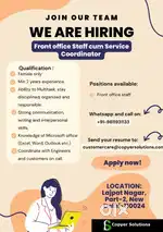 Female Receptionist cum Service coordinator