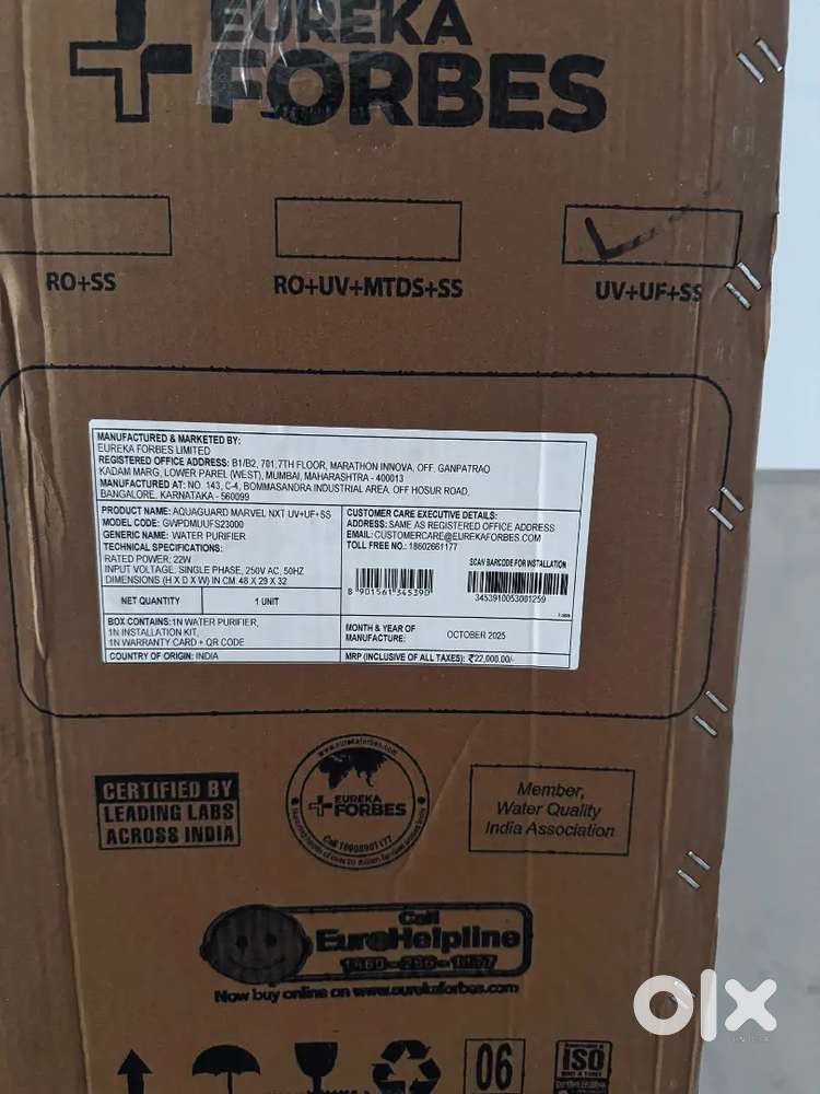 Eureka Forbes water purifier