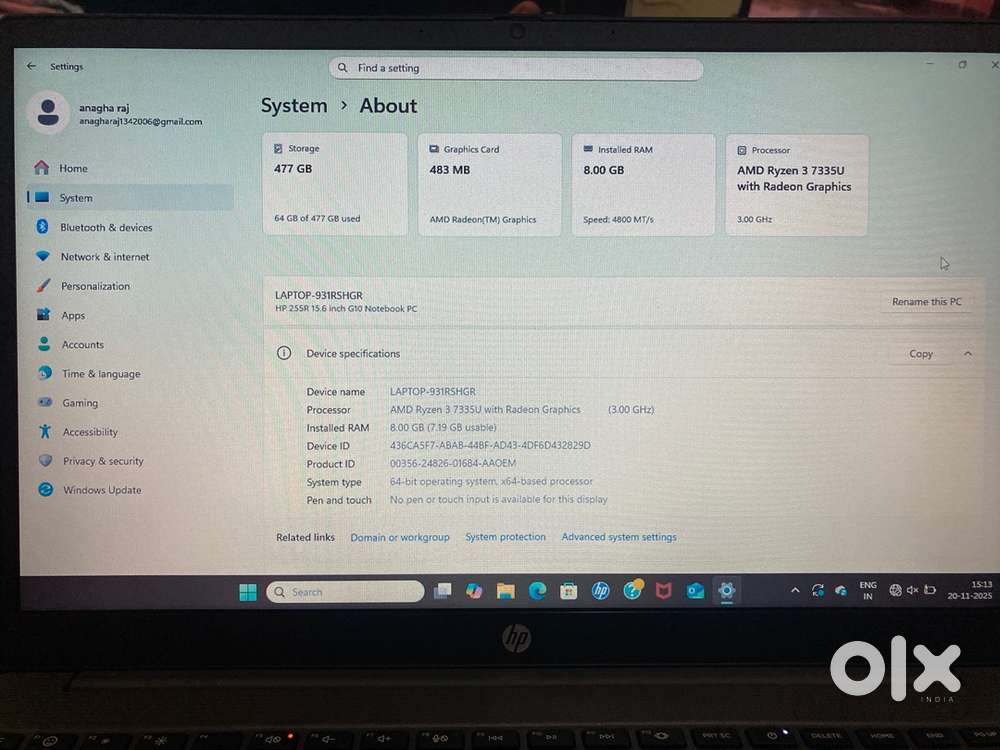 HP Laptop AMD Ryzen 3