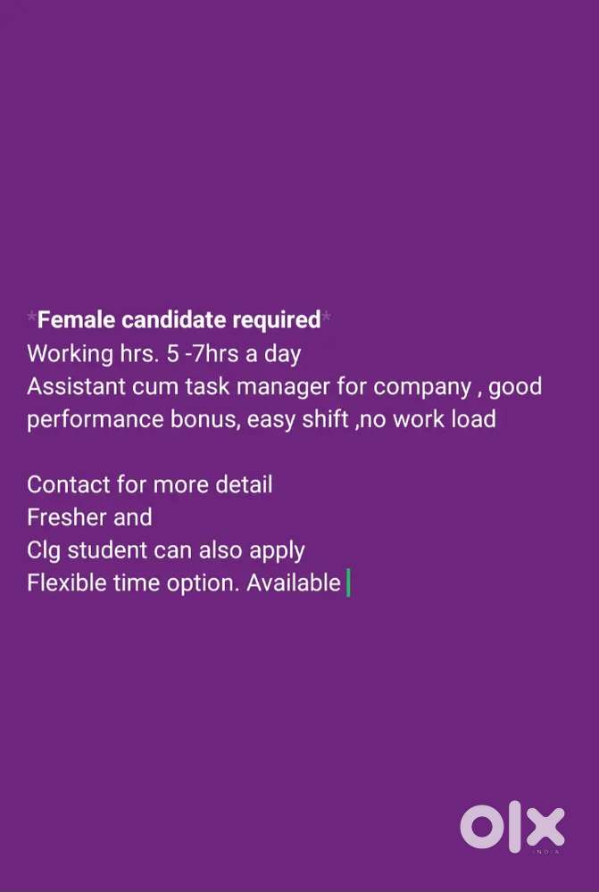 Female assistant cum task manager